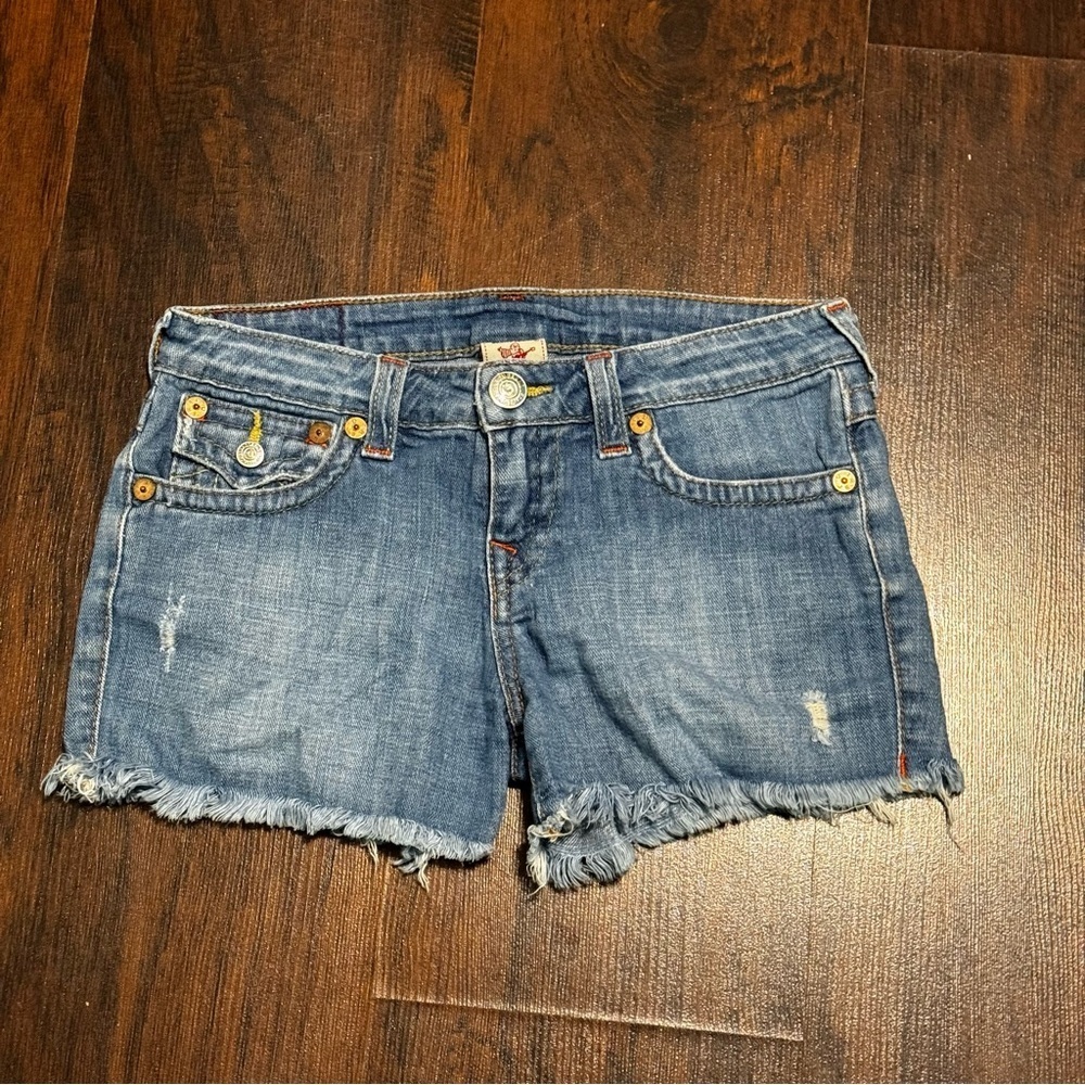 True Religion Brand Dolly Cut Offs Denim Blue Shorts 14y